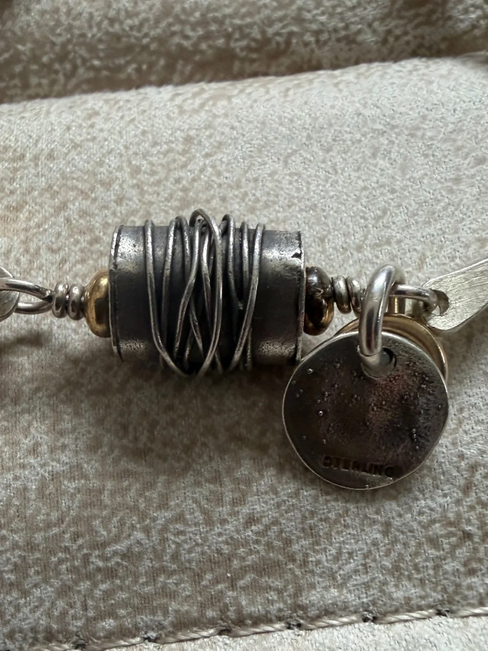Vintage Sterling Silver 1984 Jabberwocky Wire Wrapped Artisan Bangle Bracelet